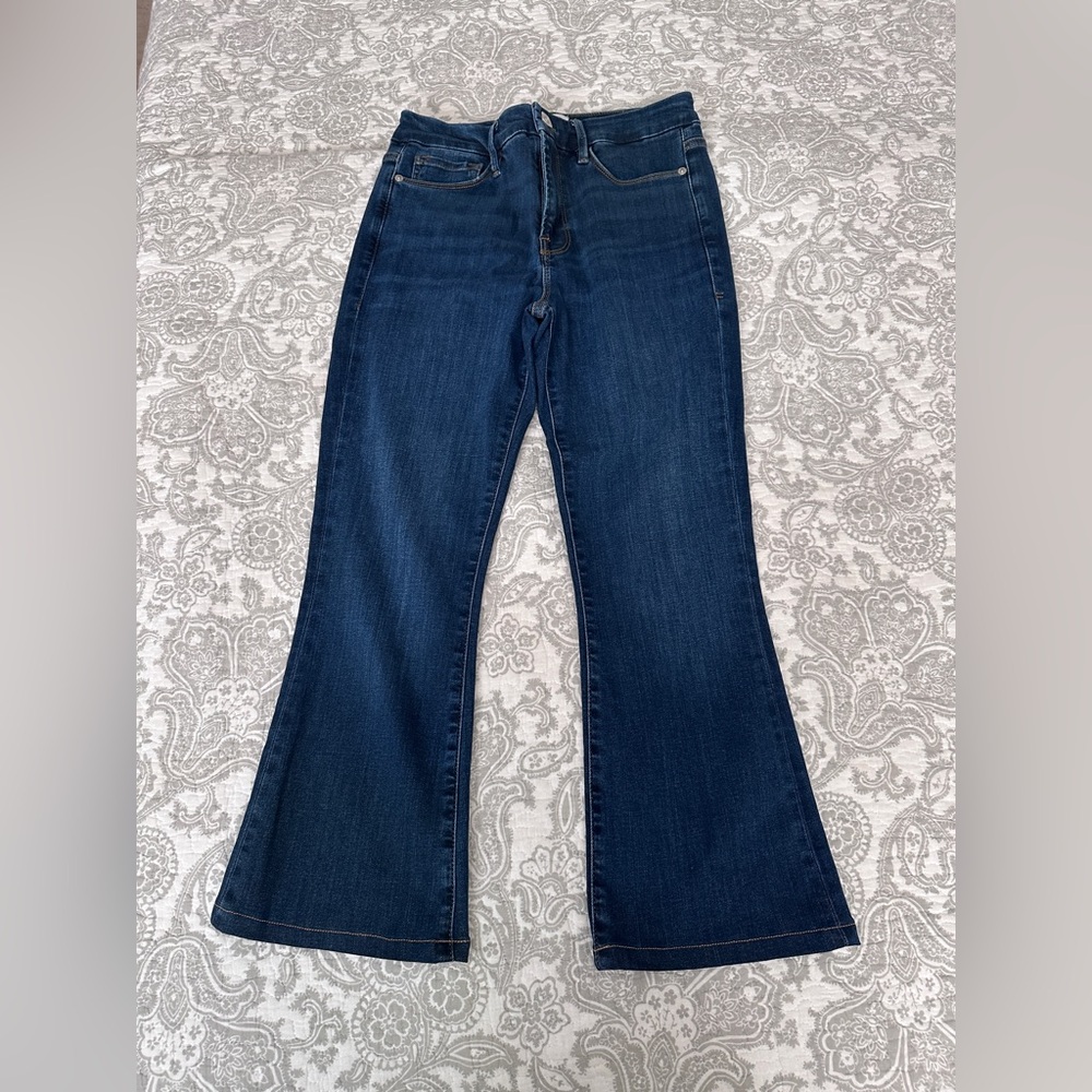 FRAME Denim Blue Le Crop Mini Boot Cascade Hem Bootcut Jeans Women's Size 28